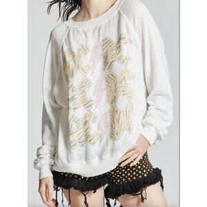 Recycled Karma AC/DC Tiger Print White Oversized Sweatshirt